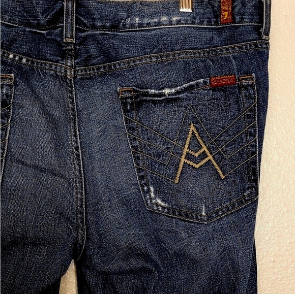 7 For All Mankind A Pkt Boot Cut Distressed Jeans - Picture 6 of 8